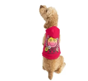 Justice Pet Polyester Printed Fleece Dog Hoodie, Pink, S