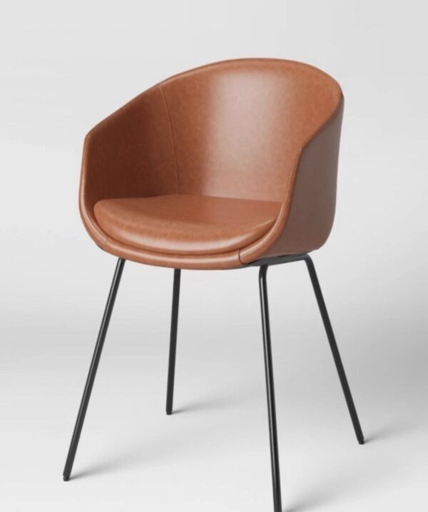 Mossman Faux Leather Tub Dining Chair Brown - Threshold: Modern Upholstered