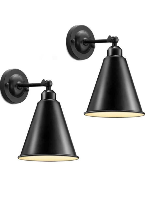 Vintage Wall Sconces, 2PACK Industrial Wall Sconces, Modern Black Wall