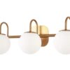 Modern Bathroom Vanity Light Fixtures 3 Lights Brushed Brass Frame