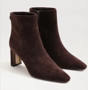 Sam Edelman Saige Bootie Chocolate , Pointed Toe, Mid Heel, Ankle, Size 7.5