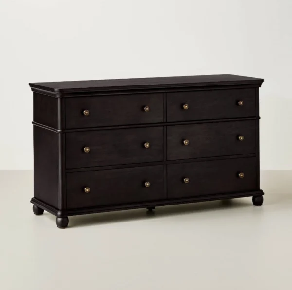 Traditional Wooden 6-Drawer Horizontal Dresser - Black - Hearth & Hand
