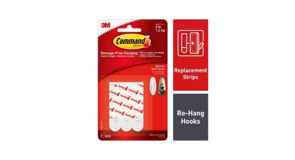 s-l1600 (37) Command Medium Refill Strips for Wall Hooks, Damage Free Hanging, 9 Strips