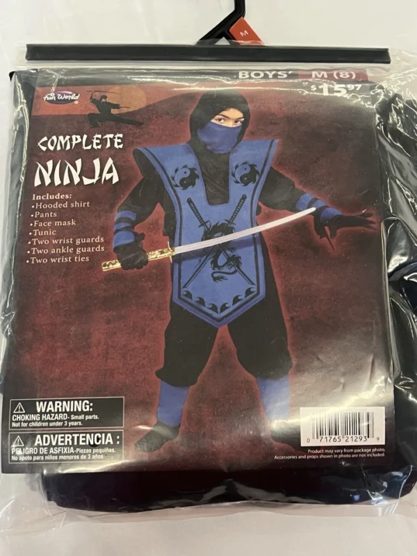 Complete Blue Ninja Halloween Costume for Children, Boys Size M (8)