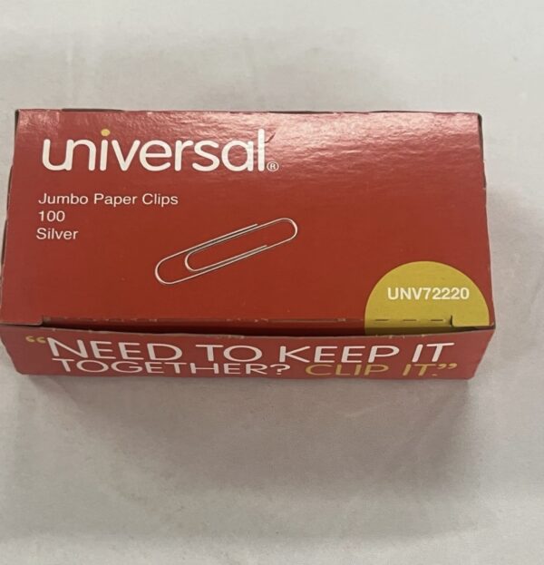 Universal A7072220 Smooth Paper Clips - Jumbo, Silver (100/Box, 10 Boxes/Pack)