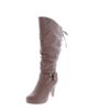 Top Moda Womens Page-65 Knee High Round Toe Lace-up Slouched High Heel Boots