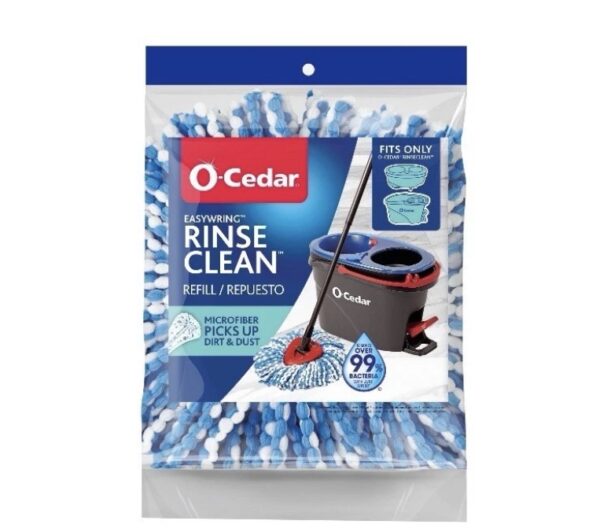 O-Cedar RinseClean Spin Mop Head Replacement, Machine Washable Microfiber Blue