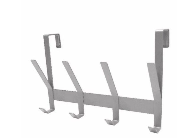 Heavy Duty Over The Door 4 Hooks Rail Matte Gray - Brightroom™