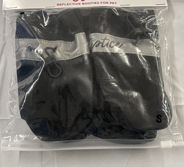 NWT Justice Reflective Booties For Pets Black Silver Dogs Cats Size S