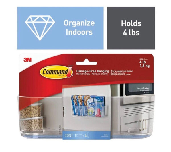 Command Large Caddy, Organize Damage-Free, 1 caddy, 4 strips (HOM-15)